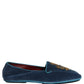 Blue Velvet Crown Embroidery Loafers Shoes