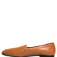 Brown Leather Logo Slip On Men Loafers Shoes