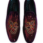 Violet Velvet Rhinestone Sequin Loafers Shoes