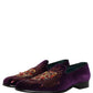 Violet Velvet Rhinestone Sequin Loafers Shoes