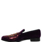 Violet Velvet Rhinestone Sequin Loafers Shoes
