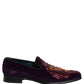 Violet Velvet Rhinestone Sequin Loafers Shoes