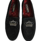 Black Crown Embellished Dress Loafers Shoes