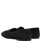 Black Crown Embellished Dress Loafers Shoes