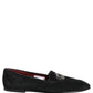 Black Crown Embellished Dress Loafers Shoes