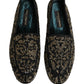 Black Gold Embellished Dress Loafers Shoes