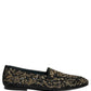 Black Gold Embellished Dress Loafers Shoes
