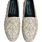 White Velvet Embroidered Dress Loafers Shoes