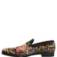Black Velvet Floral Embroidery Loafers Shoes