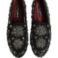 Black Crystal Embellished Dress Loafers Shoes