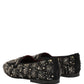 Black Crystal Embellished Dress Loafers Shoes