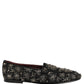 Black Crystal Embellished Dress Loafers Shoes