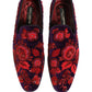 Violet Red Bead Embellished Loafers Shoes