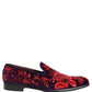 Violet Red Bead Embellished Loafers Shoes