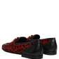 Red Leopard Print Pony Hair Dress Loafers Shoes