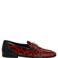 Red Leopard Print Pony Hair Dress Loafers Shoes