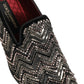 Black Velvet Floral Embellished Loafers Shoes