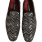 Black Velvet Floral Embellished Loafers Shoes