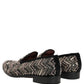 Black Velvet Floral Embellished Loafers Shoes