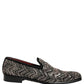 Black Velvet Floral Embellished Loafers Shoes