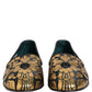 Black Gold Floral Jacquard Dress Loafers Shoes