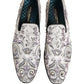 White Sequined Formal Slip On Loafers Shoes