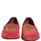 Red Velvet Logo Embroidery Men Loafers Shoes