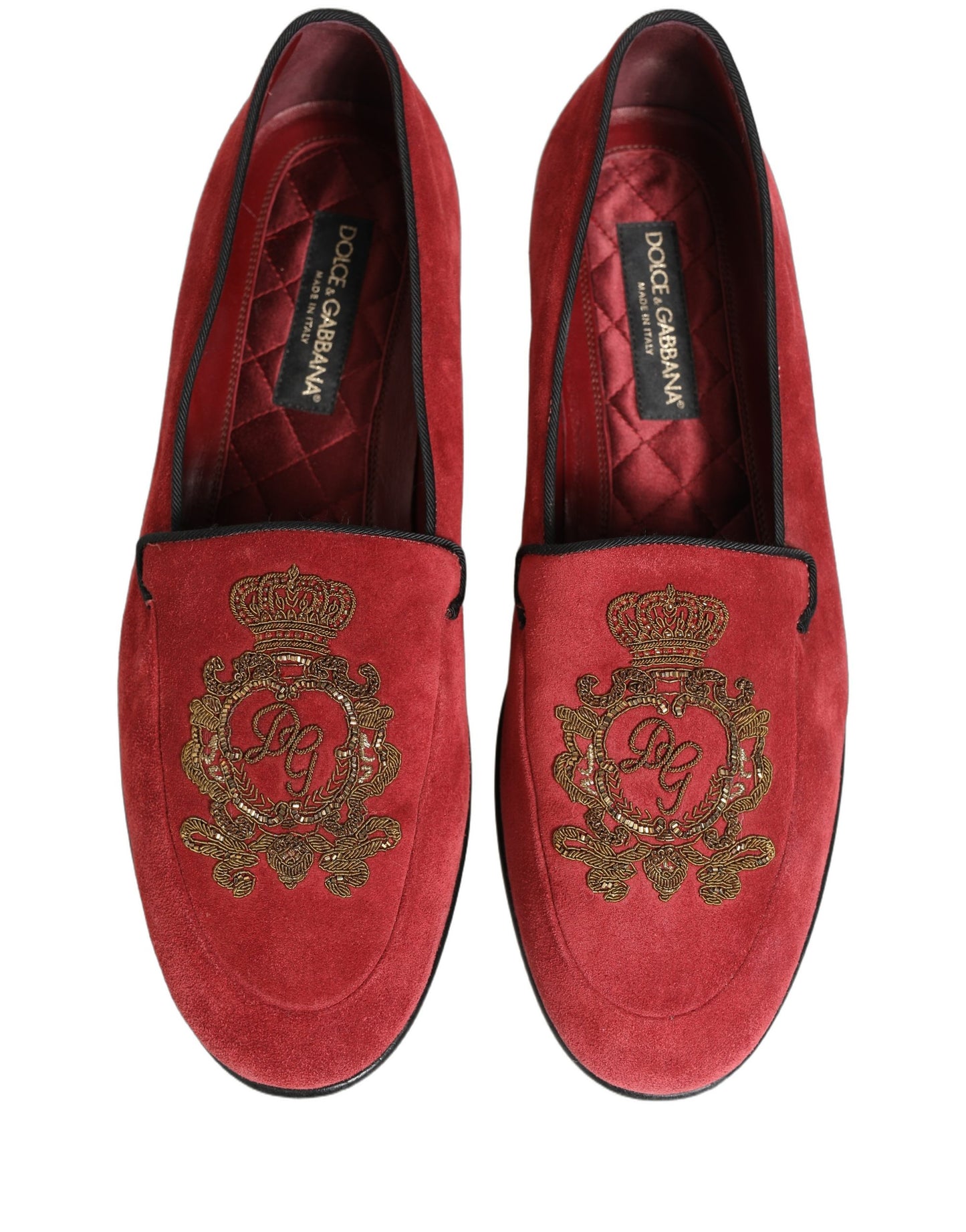 Red Velvet Logo Embroidery Men Loafers Shoes
