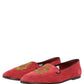 Red Velvet Logo Embroidery Men Loafers Shoes