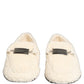 White Fur Shearling Men Dress Loafers Shoes