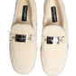 White Fur Shearling Men Dress Loafers Shoes