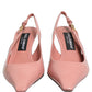 Pink Leather Mid Heels Slingbacks Shoes