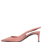 Pink Leather Mid Heels Slingbacks Shoes