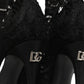 Black Socks Taormina Lace Pumps Boots Shoes