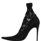 Black Socks Taormina Lace Pumps Boots Shoes
