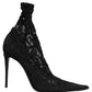 Black Socks Taormina Lace Pumps Boots Shoes