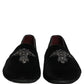 Black Suede Embellished Dress Loafers Shoes