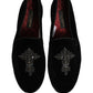 Black Suede Embellished Dress Loafers Shoes