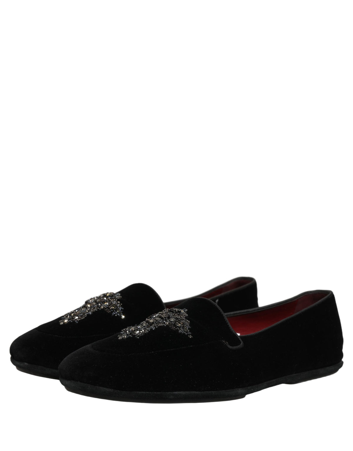 Black Suede Embellished Dress Loafers Shoes