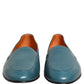Blue Leather Logo Slip On Men Loafers Shoes