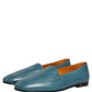 Blue Leather Logo Slip On Men Loafers Shoes