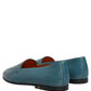 Blue Leather Logo Slip On Men Loafers Shoes