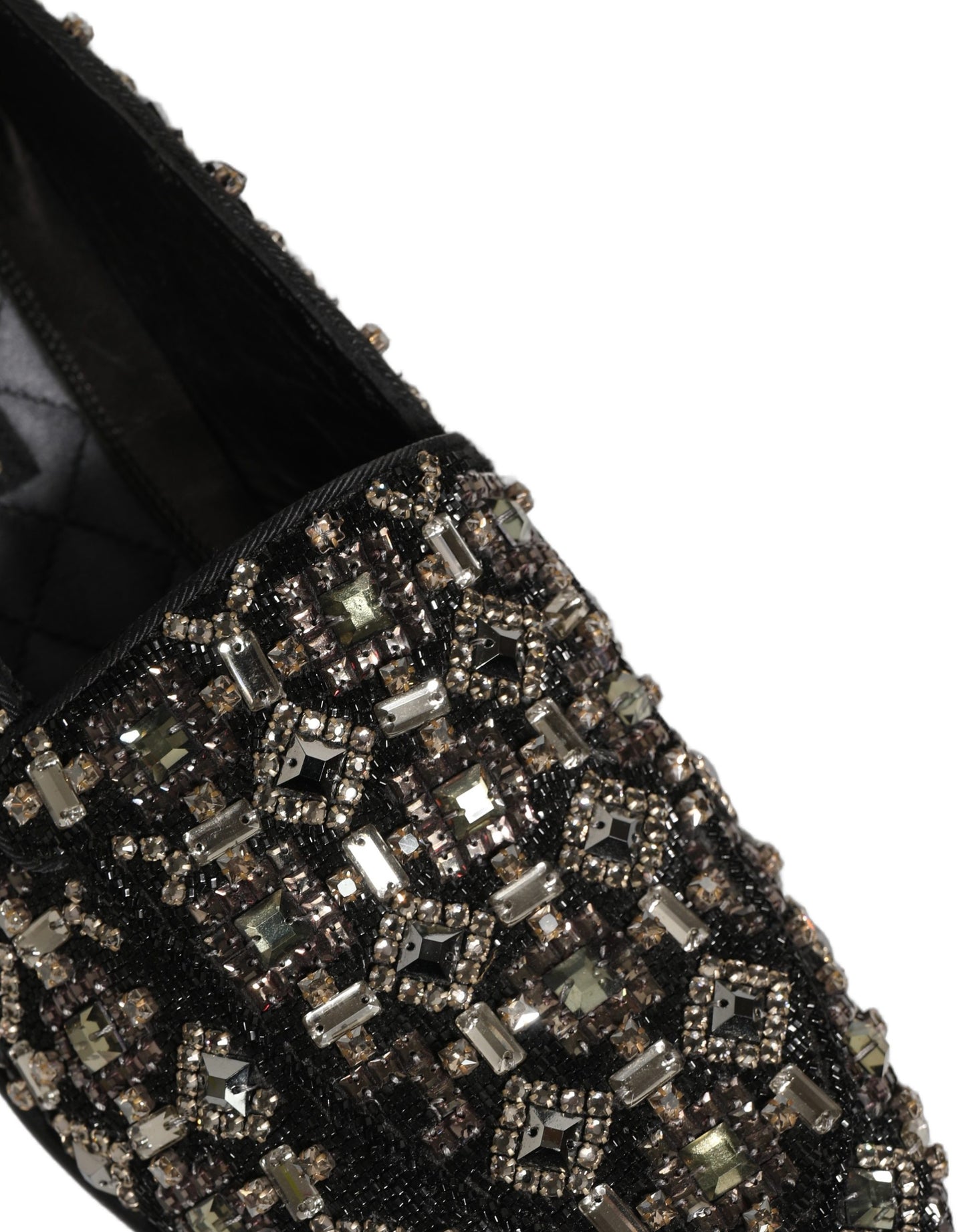 Black Crystal Embellished Dress Loafers Shoes