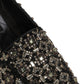 Black Crystal Embellished Dress Loafers Shoes