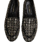 Black Crystal Embellished Dress Loafers Shoes