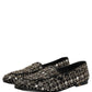 Black Crystal Embellished Dress Loafers Shoes