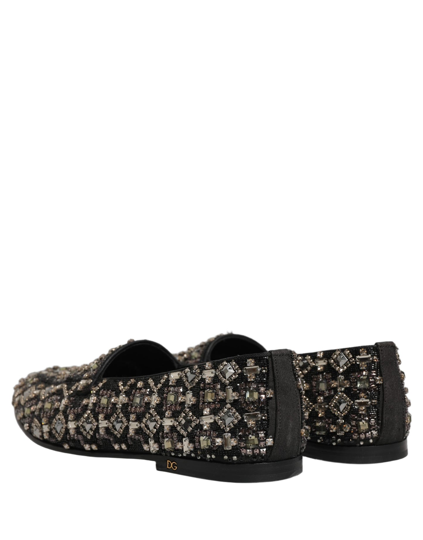 Black Crystal Embellished Dress Loafers Shoes