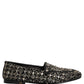 Black Crystal Embellished Dress Loafers Shoes
