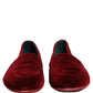 Maroon Velvet Slip On Men Flats Loafers Shoes