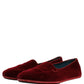 Maroon Velvet Slip On Men Flats Loafers Shoes